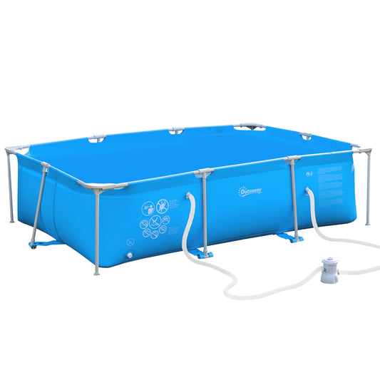 Opzetzwembad – Zwembad – Buitenzwembad – Familiezwembad – Zwemplaats – Blauw – Stevig Metalen Frame – 1000D Versterkt Kunststof