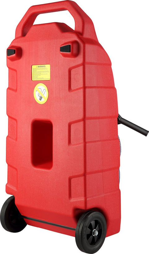 Draagbare Brandstofcontainer - 16 Gallon - 6 Inch Rubberen Wielen - Metaaldraadslang - Anti-lekkage Kogelkraan - Geschikt voor Benzine - Diesel - Smeerolie - Ideaal voor Vrachtwagens - Motorfietsen - Grasmaaiers