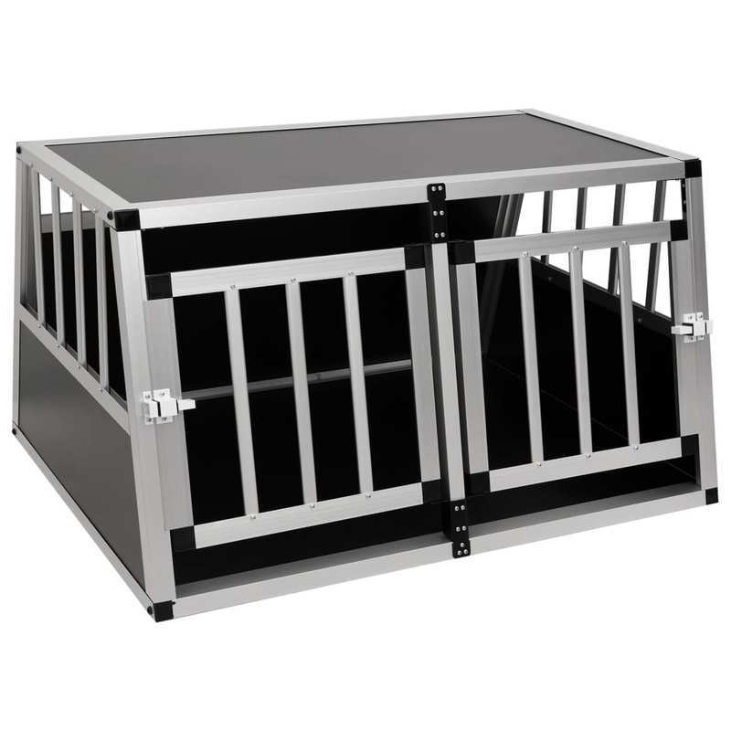 Hondenkennel – Hondenkooi – Hondenhok – Buitenkennel – Hondenbench – Dubbeldeurs – Duurzaam Aluminium & Hout – 89x69x50 cm
