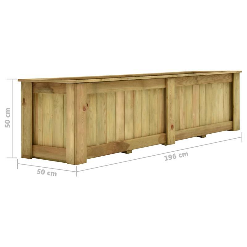 Bloemenplank – Bloementrack – Plantenrek – Plantenplank – Balkonplank Marrone – Geïmpregneerd Vurenhout – 196x50x50 cm – Weerbestendig & Verhoogd Design