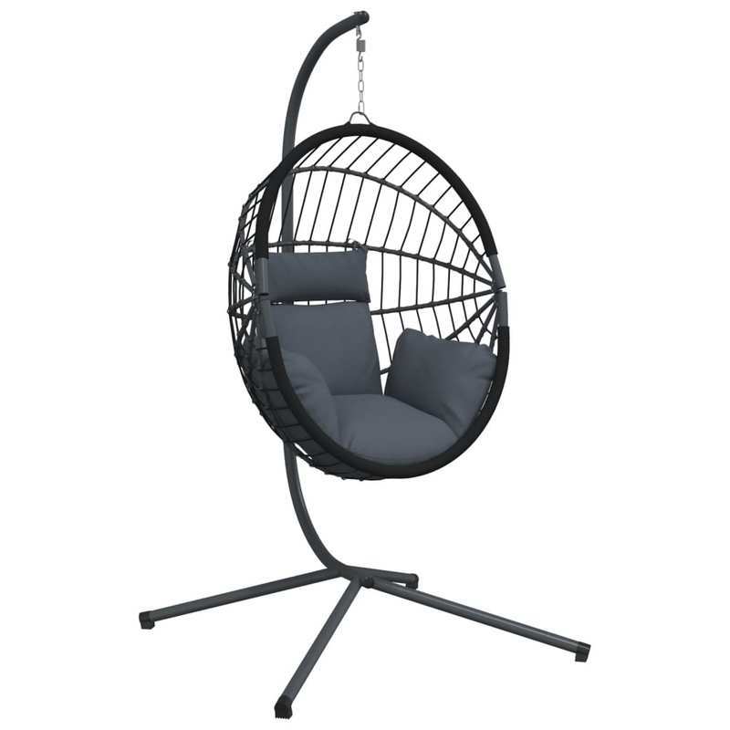 Schommelstoel – Hangstoel – Egg Chair – Relaxstoel – Tuinstoel – Antraciet – Ergonomisch Design – Weerbestendig Polyrattan Met Stalen Frame