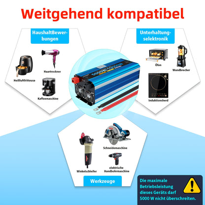 Zuivere Sinusgolf Omvormer – Stroomomzetter – Converter – Inverter – Spanningsomzetter – 12V 5000W – 10000W Piekvermogen – Afstandsbediening & LED-Display