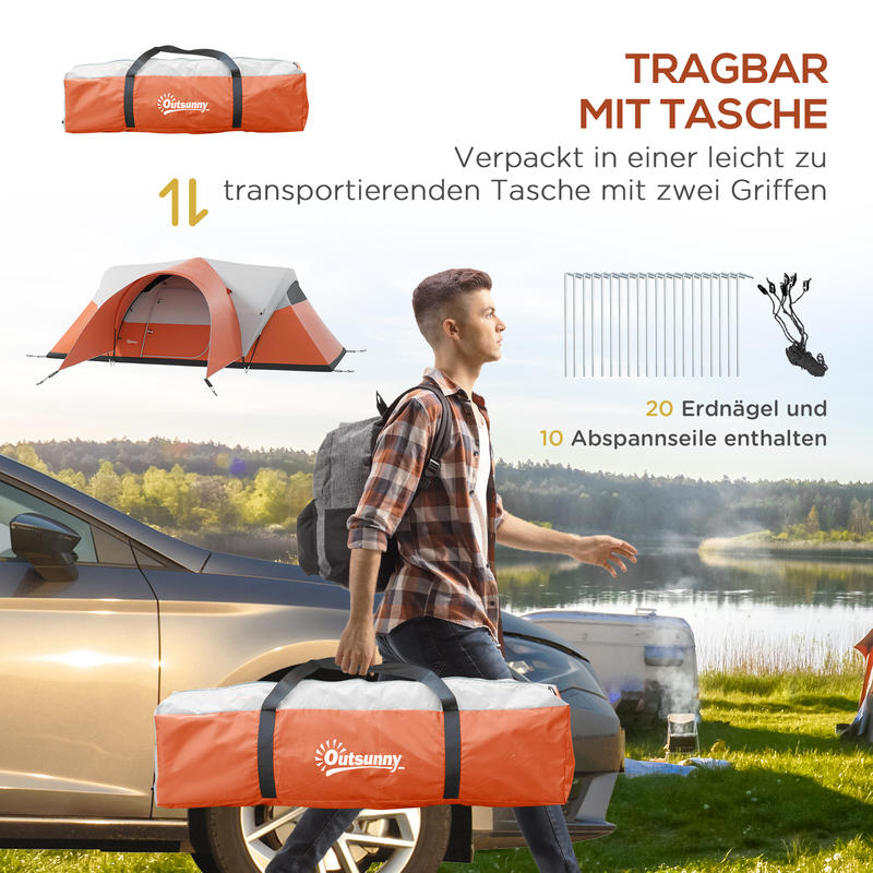 Large 5-6 Person Family Camping Tent with Front Porch - Heavy-Duty Portable Outdoor Tent for Group Camping,, Parties - Spacious Oval Tent for 5-6 s &, Ideal for Indoor/Outdoor Use (Red/White) - Holiday Gift