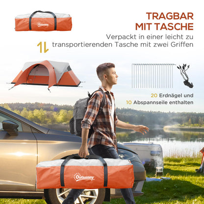 Large 5-6 Person Family Camping Tent with Front Porch - Heavy-Duty Portable Outdoor Tent for Group Camping,, Parties - Spacious Oval Tent for 5-6 s &, Ideal for Indoor/Outdoor Use (Red/White) - Holiday Gift