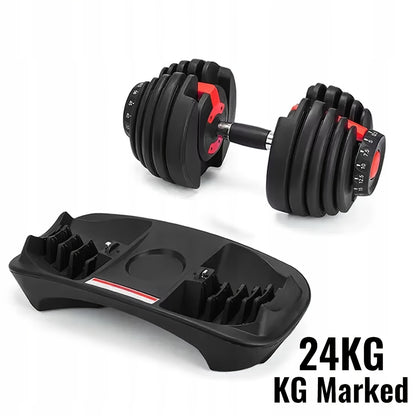 Verstelbare Halter – Dumbbell – Gewicht – Krachttraining – Fitness – 24 kg – Anti-slip Handvat – Duurzaam Metaal
