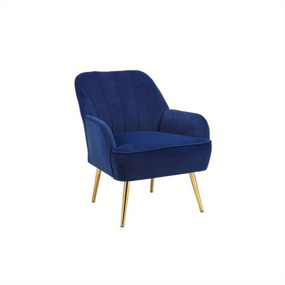 Leisure Fauteuil – Relaxstoel – Velvet Stoel – Leesstoel – Zitsfauteuil – Donkerblauw – Zacht Velvet – Compact Ontwerp