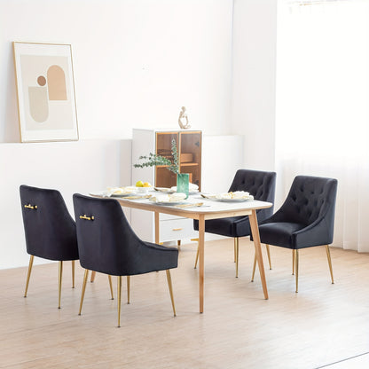 Eetkamerstoel – Stoel – Dining Chair – Dinerstoel – Eetkamerstoel Set – Grijs Fluweel – Gouden Metalen Poten – Comfortabele Zitting – Stevig Frame