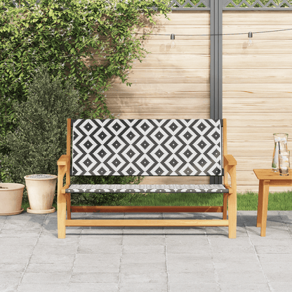 Tuinbank – Tuinmeubel – Buitenbank – Houten Bank – Zwart-Wit – Weerbestendig – Visgraatpatroon – 122x76x73,5 cm – Geen Montage