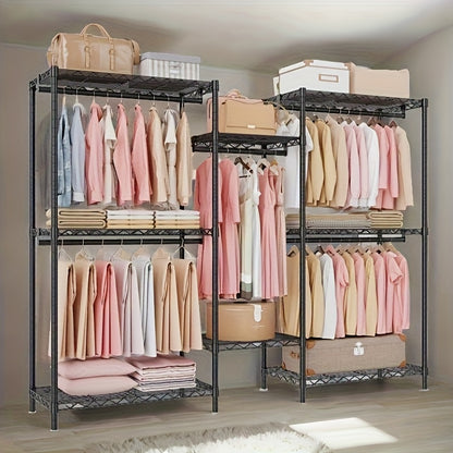 Kledingkast Organizer – Vrijstaande Kledingkast – Kledingrek – Opslagkast – Garderobekast – 22mm Stalen Frame – 408kg Draagkracht – 8 Verstelbare Planken – 5 Hangstangen