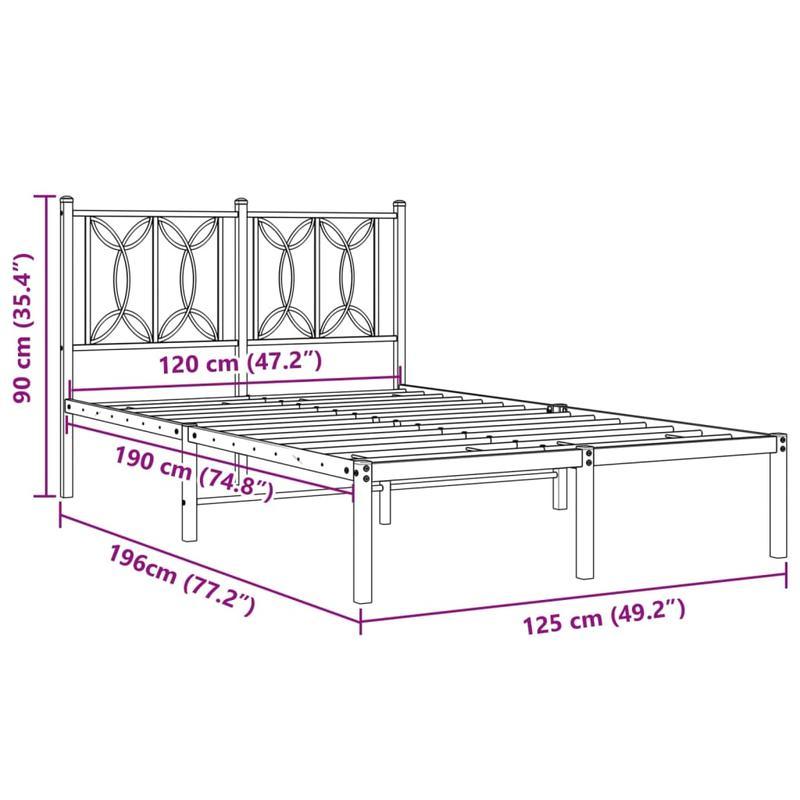 Modern Minimalist Bed Frame with Headboard - Heavy-Duty All-Metal Construction, Tool-Free Assembly, Extra Long Legs for Stability - Fits Standard Mattresses - Ideal for Small Spaces & Contemporary Bedrooms - 120x190cm (47x75i