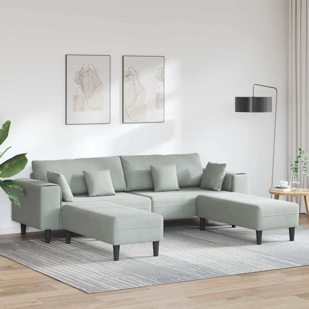 Bankstel – Sofa – Velvetbank – 2-3 Zitsbank – Bank Met Ottoman – Zachte Velvet Bekleding – Stevig Houten Frame