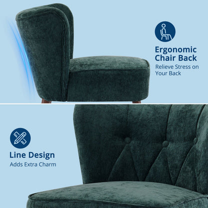 Velvet Fauteuil – Relaxstoel – Zitzetel – Leunstoel – Wingbackstoel – Groen – Memory Foam Zitkussen – Stabiele Rubberhouten Poten