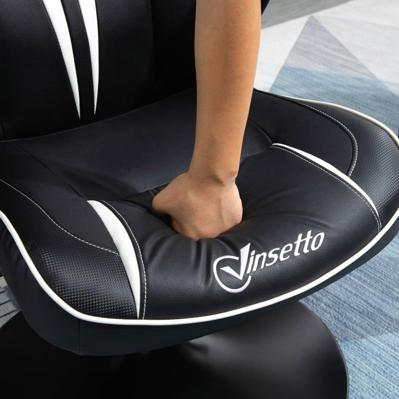 Gamingstoel – Bureaustoel – Gamestoel – Werkstoel – Ergonomische Stoel – Verstelbare Lendensteun – Ademend Mesh – Stalen Frame – Zwart Wit – Handmatig Verstelbare Rugleuning