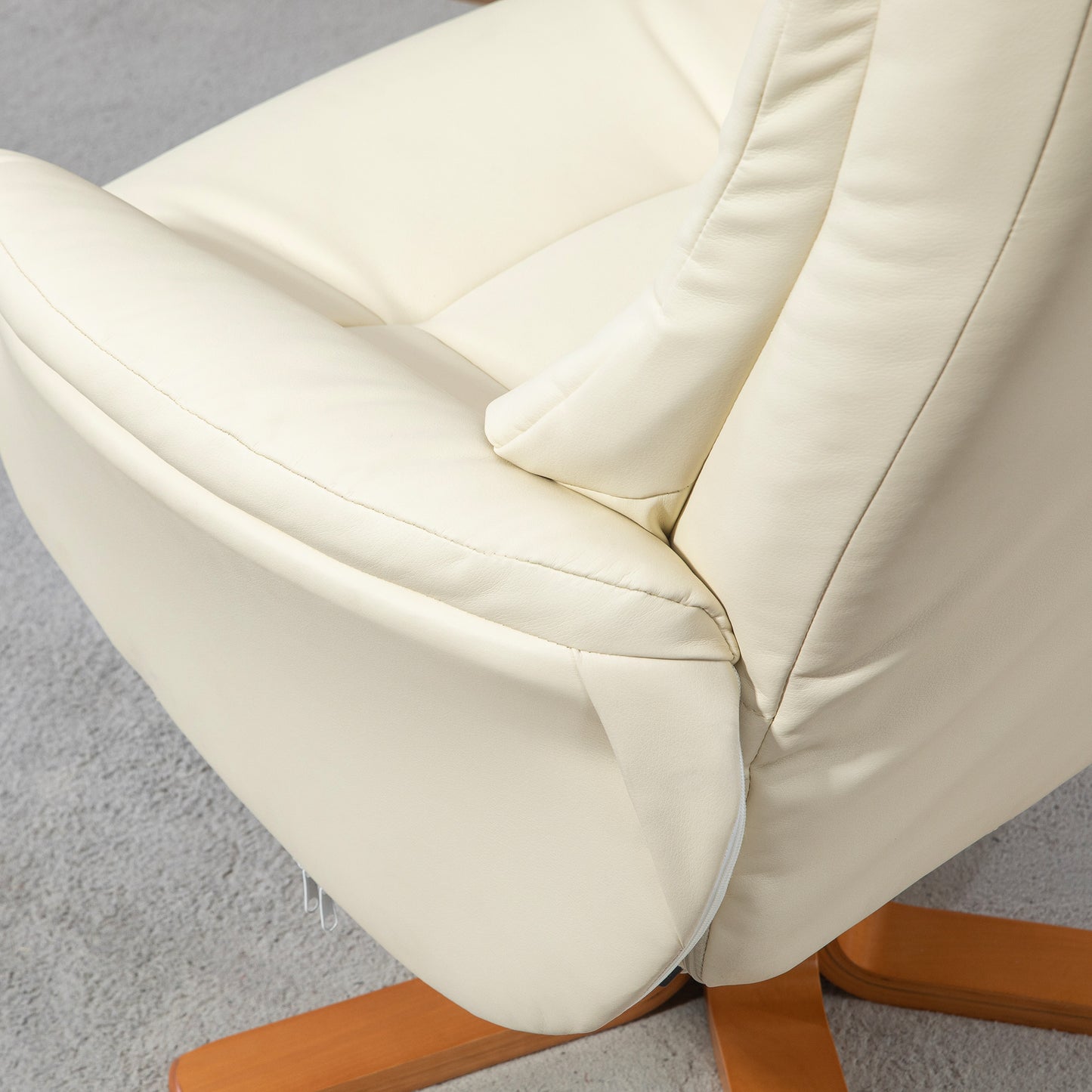 Relaxfauteuil – Relaxstoel – Stoel Met Voetenbank – Loungefauteuil – Fauteuil Crèmewit – Verstelbare Rugleuning – Kunstleer, Draagkracht 150 kg