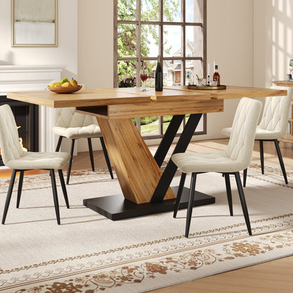 Modern Extendable Dining Table with Expandable Top - Space-Saving Design, Extends from 120 to 160cm Length, Multifunctional Kitchen & Dining Room Table Suitable for Small Spaces, Easy Assembly (No Wood)
