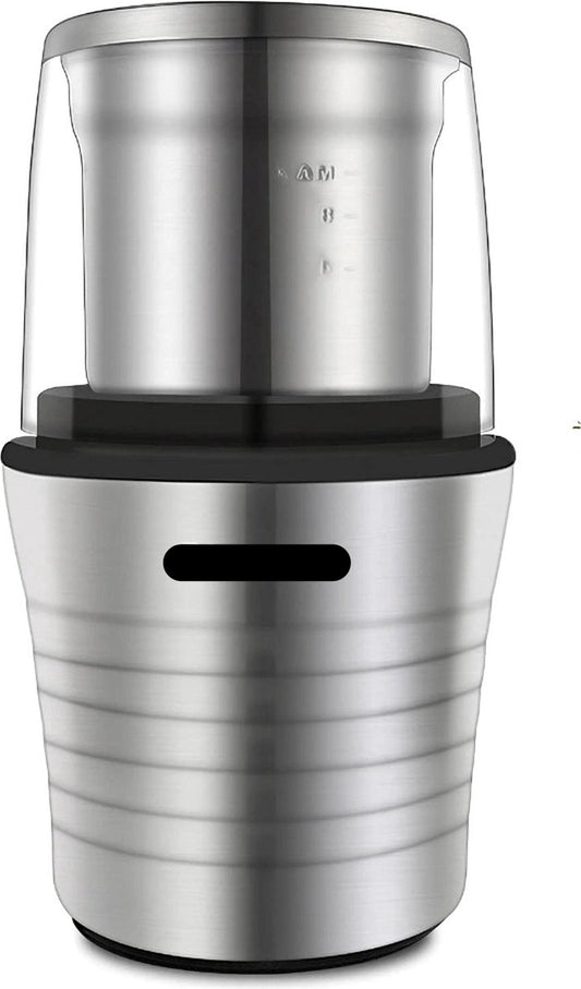 Mincer Electric - 2-in-1 - Wet and dry - Mincer - Meat grinder - Food processor - Kitchen mixer - Electric - 300W - Stainless steel housing and grinding blades - Gray