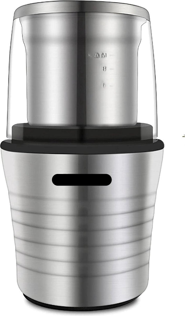 Hakmolen Electrisch -  2-in-1 - Nat en droog - Gehaktmolen - Vleesmolen - Food Processor - Keukenmixer - Elektrisch - 300W  - Roestvrijstalen Behuizing en Maalbladen - Grijs