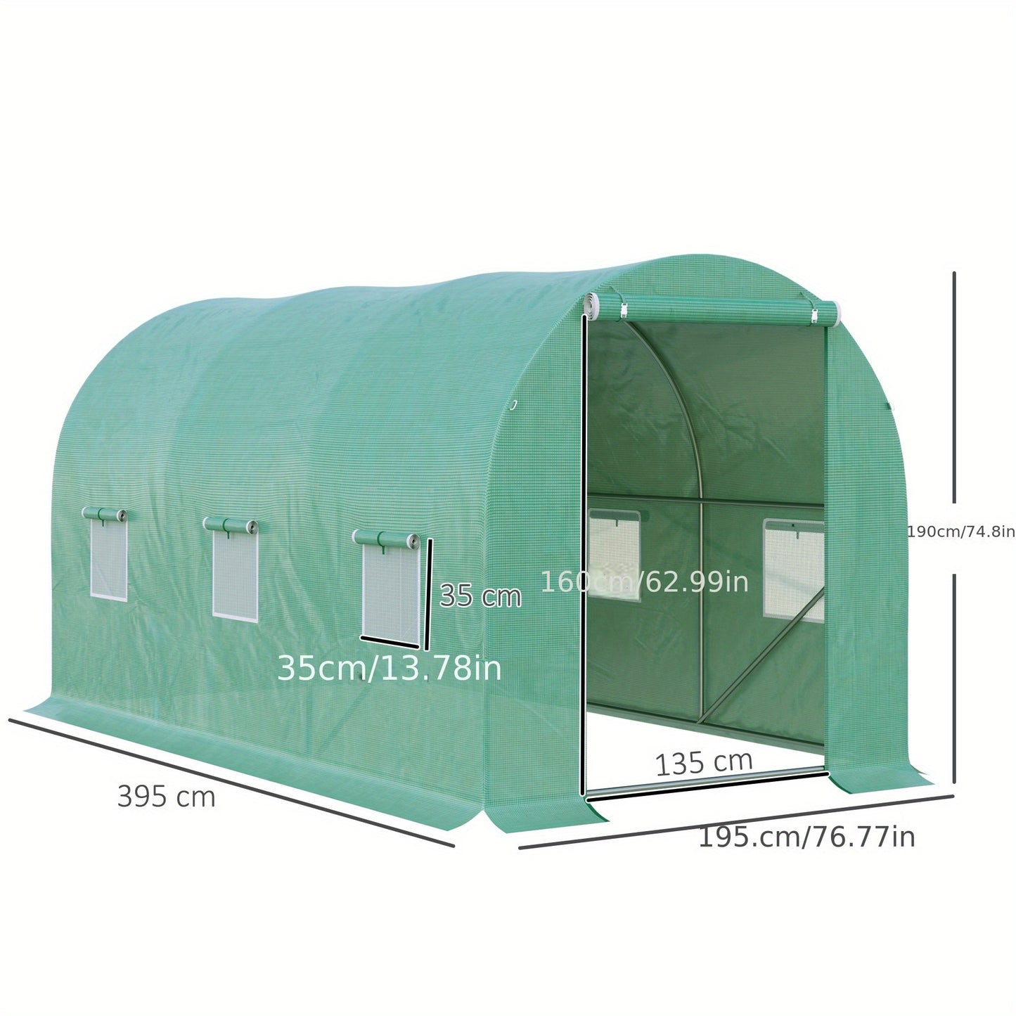 Tuinkas – Kweekkast – Plantkas – Mini Kas – Compact Model – 95x195x190 Cm – Met 6 Gaasramen