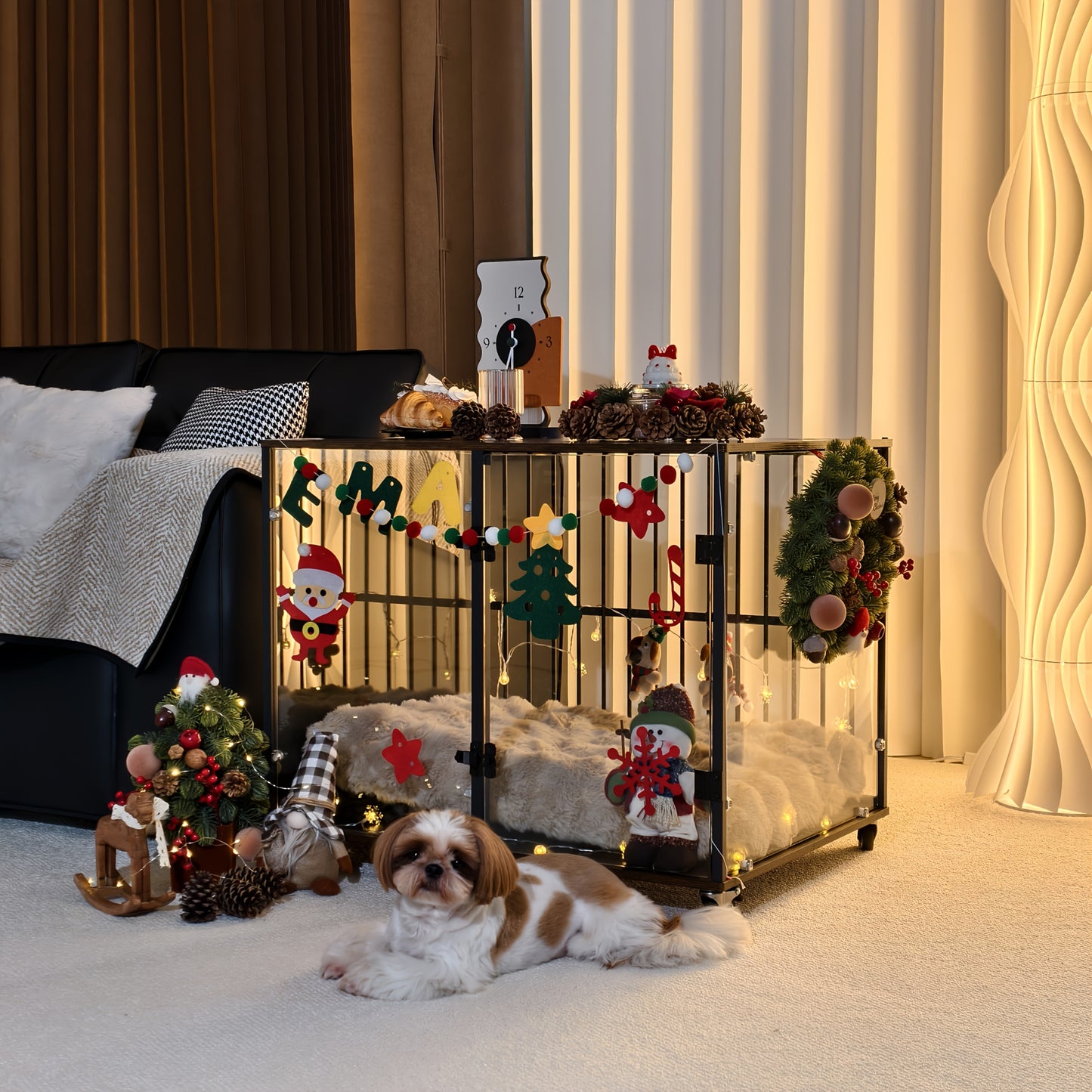 Hondenkennel – Hondenbench – Dierenbench – Hondenbox – Hondenhok – Gehard Glas – Mobiel Met Remmen – 77x60x65 cm – Geschikt Tot 80 kg
