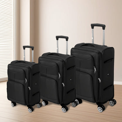 Reiskoffer – Kofferset – Bagageset – Trolley – Handbagage – 3-delig Military Green – Krasbestendig Oxford Materiaal – 360° Draaibare Zwenkwielen