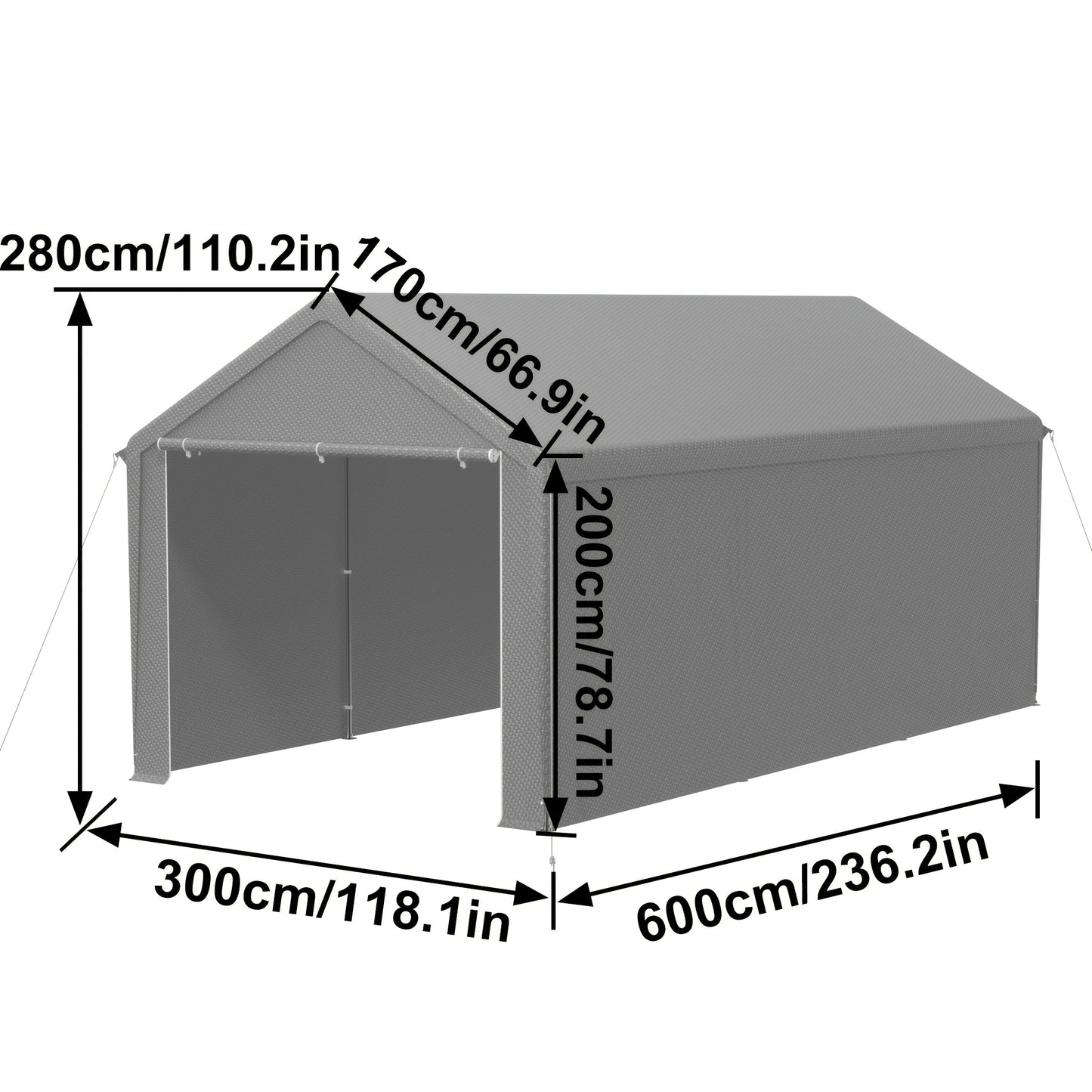 Opslagtent – Tent Overkapping – Garage Tent – Schuurtent – Carport – Met Roljaloezie – Stevig Gegalvaniseerd Stalen Frame – 3x6 Meter Grijs