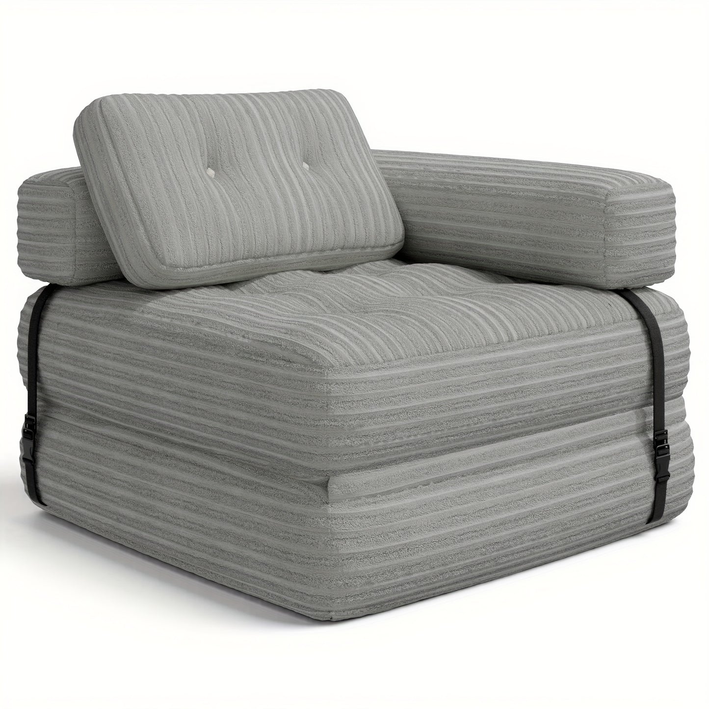 2-in-1 Fauteuil met Relaxfunctie – Recliner Stoel – Lounge Stoel – Zithoek Sofa – Relaxbank – L-vormige Rugleuning – Antislip Onderkant – Comfortabele Kussens – Lichtgrijs