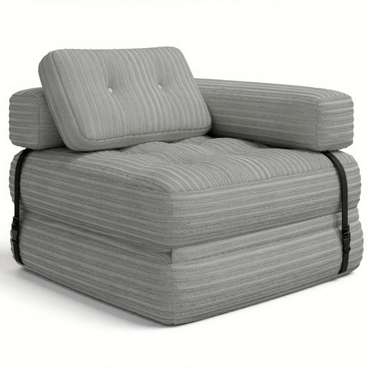 2-in-1 Fauteuil met Relaxfunctie – Recliner Stoel – Lounge Stoel – Zithoek Sofa – Relaxbank – L-vormige Rugleuning – Antislip Onderkant – Comfortabele Kussens – Lichtgrijs