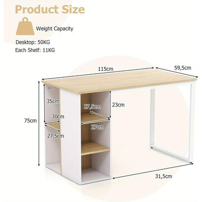 Computertafel – Bureau – Werktafel – Thuiskantoor Tafel – Studie Bureau – Natuurlijk Hout – 115 x 59,5 cm – Verstelbare Poten