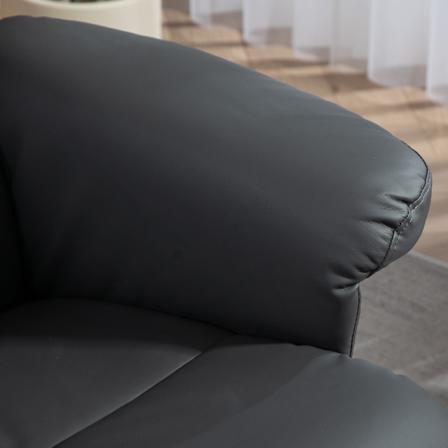 Relaxstoel – Fauteuil – Schommelstoel – Loungestoel – Voetbank – Kunstleer Bekleding – Verstelbare Rugleuning 145° – 360° Draaibaar – Opbergruimte Voetenbank – Ergonomisch Design – Roomwit