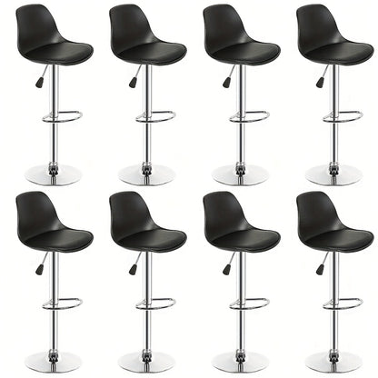 Barstoel – Barkruk – Barstoel Set – Keukenkruk – Barkrukken Set – Draaibaar – Kunstleren Bekleding – Set van 8 – Zwart – Ruimtebesparend Design – Eenvoudig Schoonmaken
