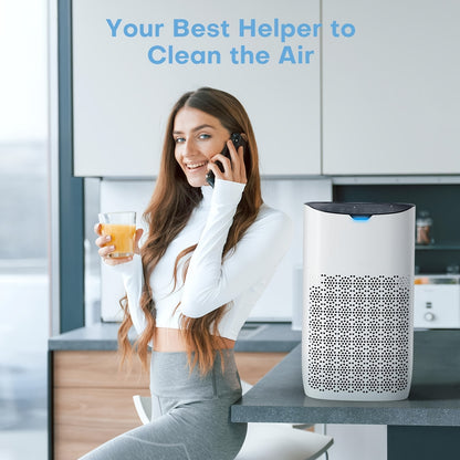 Luchtreiniger – Luchtzuiveraar – Air Purifier – Luchtfilter – HEPA-filter – 300 m³/u CADR – Stil Met App & Spraakbesturing – Wit
