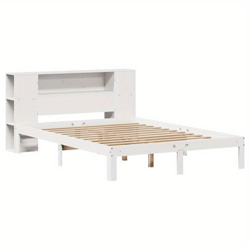 Bedframe – Boekenkastbed – Eenpersoonsbed – Slaapbed – Kinderbed – Wit – Massief Dennenhouten Frame – 120x200 cm – Ruimtebesparend – Eenvoudige Montage