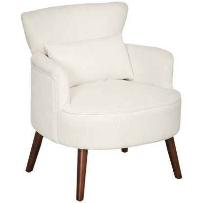 Fauteuil – Loungestoel – Leunstoel – Zetel – Armstoel – Creme Wit – Hoogwaardig HR-Schuim – Stevig Eucalyptus Houten Frame – Draagvermogen 120kg