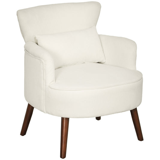 Fauteuil – Loungestoel – Leunstoel – Zetel – Armstoel – Creme Wit – Hoogwaardig HR-Schuim – Stevig Eucalyptus Houten Frame – Draagvermogen 120kg