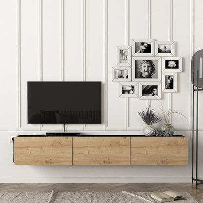 TV Meubel – TV Kast – Televisiekast – Meubel – Media Meubel – Zwevend Ontwerp – 180x31x29,5 cm – Wit Spaanplaat