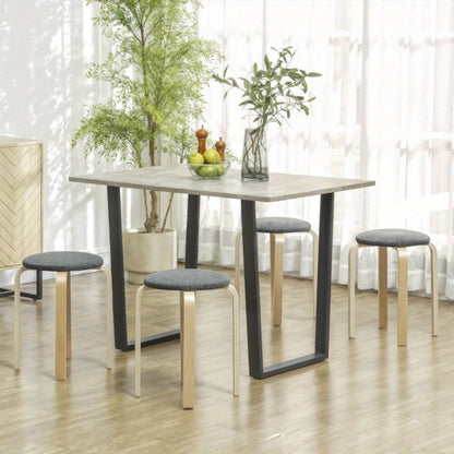 Krukjes – Eetkamerkrukjes – Keukenkrukjes – Zitkrukjes – Stapelbare Krukken – Gestoffeerd Linnenlook – Set Van 4 Creme Wit