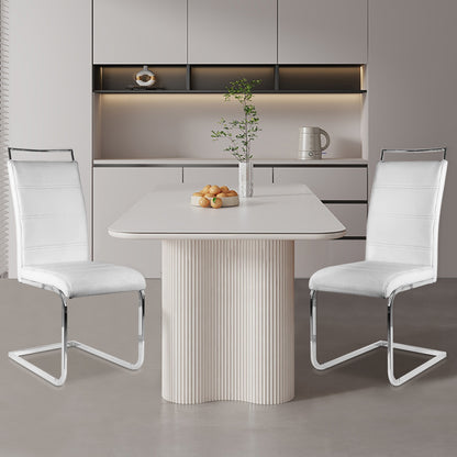 Eetkamerstoel – Stoel – Kuipstoel – Eettafelstoel – Zithoekstoel – Ergonomisch Ontwerp – Duurzaam Kunststof – Set Van 2 – Wit – Vierpanelen Rugleuning