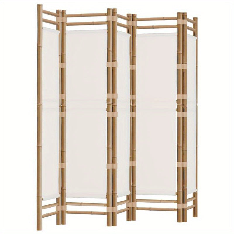 Kamerscherm 5-panelen inklapbaar 200cm bamboe en canvas,  Entrance Divider, Minimalist Decor, Stylish Partition, Portable Partition, Versatile Divider, Apartment Dwellers, Small Space Living