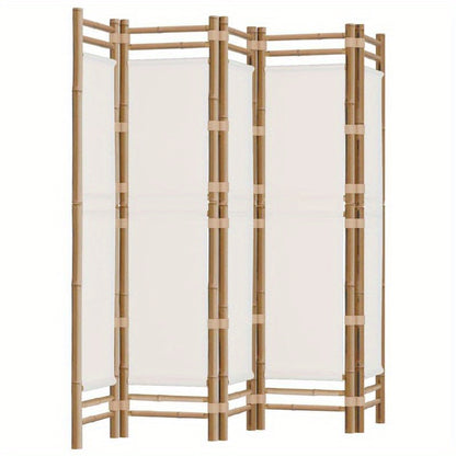Kamerscherm 5-panelen inklapbaar 200cm bamboe en canvas,  Entrance Divider, Minimalist Decor, Stylish Partition, Portable Partition, Versatile Divider, Apartment Dwellers, Small Space Living