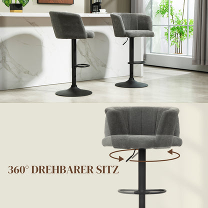 Barkrukken – Barstoelen – Keukenkrukken – Hoge Stoelen – Krukken Set – Donkergrijs – Verstelbare Hoogte – Metalen Onderstel Met Voetsteun