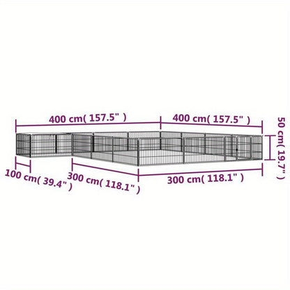 Hondenren – Hondenhok – Puppyren – Loopren – Buitenren – Zwart – 16 Panelen 100x50 cm – Gepoedercoat Staal – Veilig Slot