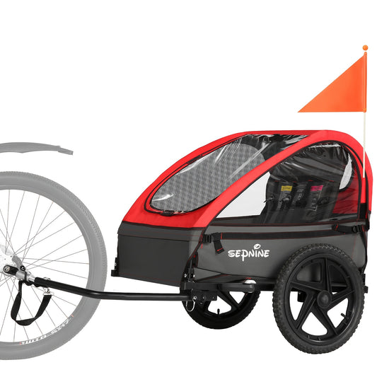 Fietskar – Fietsaanhanger – Kinderfietskar – Tweezits Fietskar – Opvouwbare Fietsanhanger – Max 40 kg Draaggewicht – Stevig IJzeren Frame