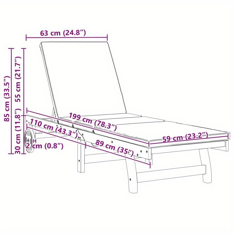 Relaxstoel Outdoor – Tuinstoel Lounge Stoel Ligstoel Tuinmeubel – Ergonomisch Design – Verstelbare Rugleuning – Donkergrijs Kussen – Recycled Houten Frame – Mobiel & Compact
