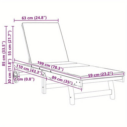 Relaxstoel Outdoor – Tuinstoel Lounge Stoel Ligstoel Tuinmeubel – Ergonomisch Design – Verstelbare Rugleuning – Donkergrijs Kussen – Recycled Houten Frame – Mobiel & Compact