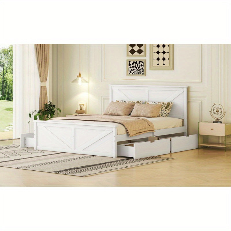 = WX000406AAA1 160X200 Simple Wooden Spray Bed with Four Drawers White