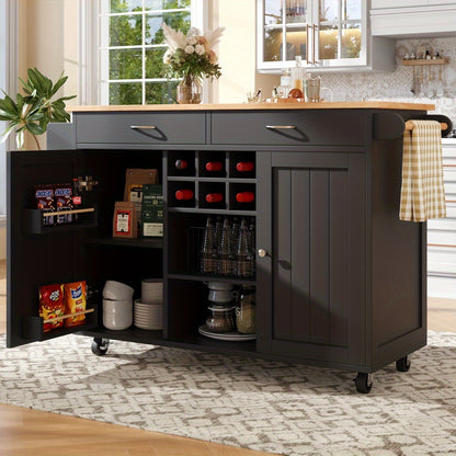 Keukeneiland – Keukentrolley – Keukenkast – Opbergmeubel – Buffetkast – MDF Werkblad – 102x45x92 cm – Wieltjes en Modern Design