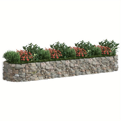 Plantenbak – Bloembak – Verhoogde Bak – Tuinbak – Kweekbak – 400x100x50 cm – Gegalvaniseerd IJzer, Stevige Stenen Maasstructuur