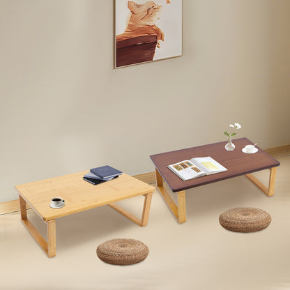 Lage Tafel – Salontafel – Bijzettafel – Laptoptafel – Campingtafel – Ruimtebesparend – Bamboe Blad & Metaal Frame – Inclusief Inklapbare Poten – 75 kg Draagvermogen – Log Color