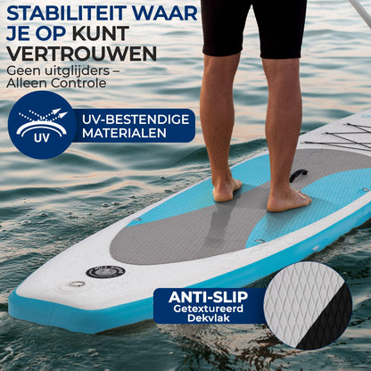 Opblaasbare SUP Board – Stand-Up Paddleboard – Peddelboard – Inflatable Paddleboard – Paddlebord Blauw – Anti-Slip Dek – 320 cm Lengte Met Accessoires