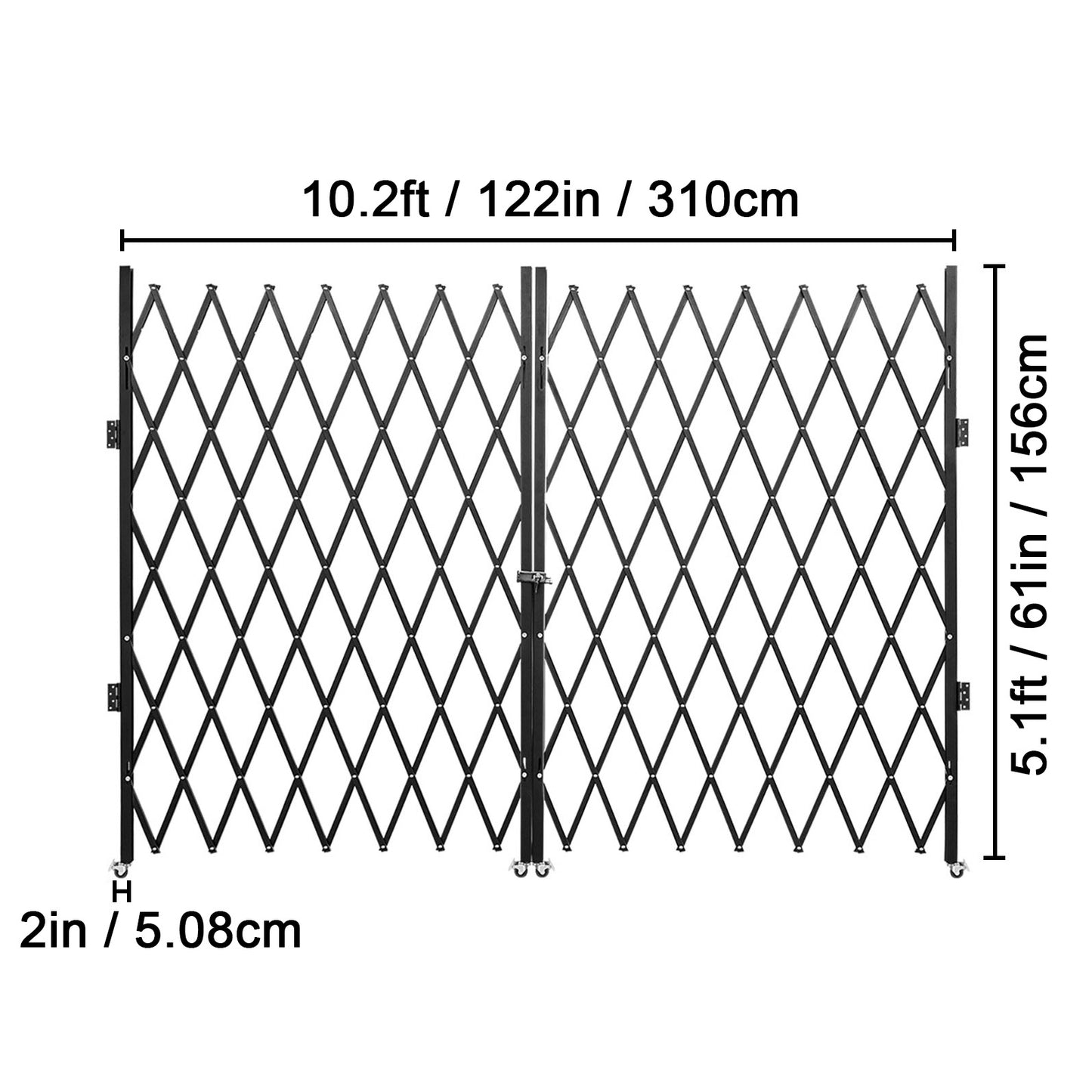 Dubbele Vouwdeur – Vouwdeur Security Gate – Schaarpoort – Rolpoort – Veiligheidspoort – Zwaar Gepoedercoat Staal – 155x310 cm Groot